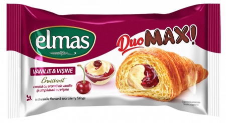 ELMAS Croissant MAX mit Vanille- und Kirschfüllung / ELMAS Croissant MAX Vanilie Visine 80g