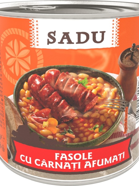 Sadu Fasole cu Carnati Afumati 800G