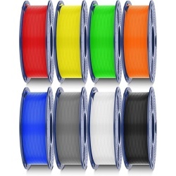 Pachet filament 3D PETG SUNLU, 8 role x 250g/rola, Black+White+Gray+Red+Klein Blue+Yellow+Green+Sunny Orange