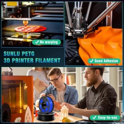 Pachet filament 3D PETG SUNLU, 8 role x 250g/rola, Black+White+Gray+Red+Klein Blue+Yellow+Green+Sunny Orange - Img 3