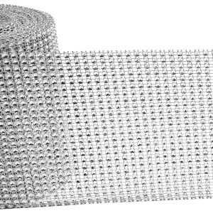 Banda decorativa cu strasuri Handi Stitch, 12 cm x 9.14 m, tip plasa, pentru decoratiuni, Argintiu - Img 6