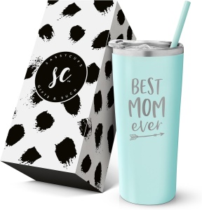 Cana termos calatorie Best MOM Ever, SassyCups, Mint, otel inoxidabil, 625 ml