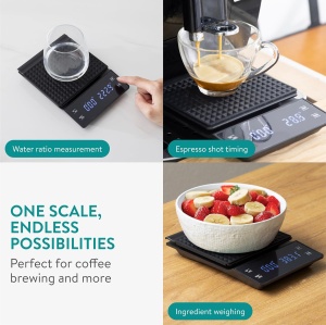Cantar digital pentru cafea Navaris, cu timer, precizie 0.1g/3kg, cantar de bucatarie compact, pentru espresso, Negru - Img 8