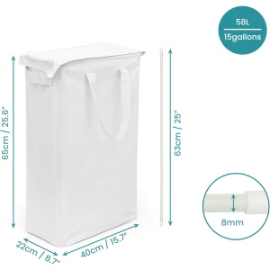 Cos rufe pliabil Belle Vous. cu capac, 58L, material 600D Oxford strat dublu, manere transport, 40 x 65 cm, alb - Img 3
