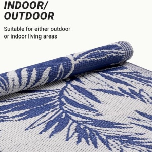 Covor pentru exterior JEMIDI, 120x180cm, polipropilena, rezistent la intemperii, usor de curatat, pentru balcon/terasa, Albastru inchis - Img 5