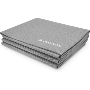 Covoras de yoga pliabil Navaris, grosimea de 4 mm pentru, pilates, antrenament, sala, fitness, pliabil, anti-alunecare, 61x173 cm, Gri deschis - Img 6