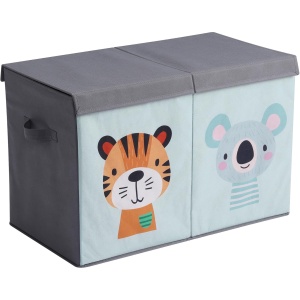 Cutie depozitare jucarii Navaris, pliabila, 2 compartimente, design Tigru si Koala, 62x33x40cm, multicolor