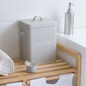Cutie depozitare pentru detergent Navaris, 23 x 18 x 15.5 cm, din metal, design vintage, Gri - Img 2