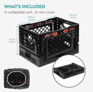 Cutie pliabila Navaris, pentru depozitare si transport, 25 L, plastic, compatibila cu carucior transport, husa impermeabila, 39.5 x 29.5 x 26 cm, Negru - Img 3