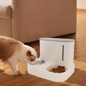 Dispenser apa si hrana automat 2 in 1 Belle Vous, 850 ml, functie gravitationala, 30 x 26 x 22 cm, pentru caini si pisici, antiderapant, hrana umeda/uscata, Alb - Img 4