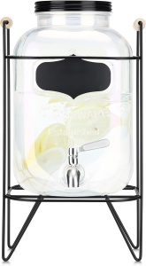 Dozator bauturi Navaris, 5L, cu stand metalic, design rainbow efect, sticla, 51378.03 - Img 3