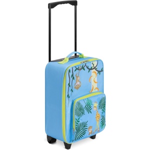 Ghiozdan tip troller pentru copii Navaris, 30 x 16 x 45 cm, cu maner reglabil, 2 roti, poliester, Albastru
