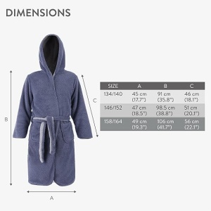 Halat de baie pentru copii HOMELEVEL, 13-14 ani, 158-164 cm, reversibil, din poliester, cu gluga, Albastru/Gri - Img 6