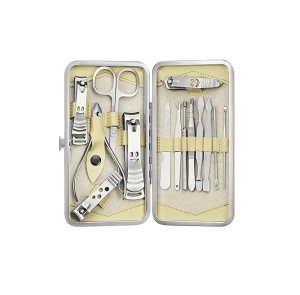 Kit manichiura/pedichiura, H&S, 14 piese, otel inoxidabil, geanta depozitare
