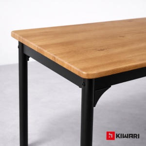 Masa Kiwari® Arno, MDF si Metal, Design Modern, 110×70×75 cm, Lemn Deschis & Negru - Img 9