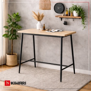 Masa Kiwari® Aven, MDF si metal, 115x65x108 cm, modern, Negru/Stejar - Img 5