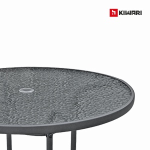 Masa Rotunda Kiwari® Porto, Blat din sticla, Diametru 90 cm x Inlatime 71 cm, 4 Persoane, Gradina/Terasa, Gri - Img 5