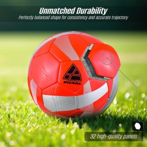 Minge Fotbal Vizari Hydra, 32 panouri cusute, TPU, camera cauciuc ranforsata, Marimea 4, 64 cm, Rosu - Img 4