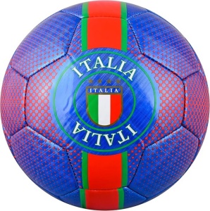 Minge Fotbal Vizari Italia, 32 panouri cusute, piele sintetica, camera cauciuc ranforsata, marimea 5, 68 cm, Albastru
