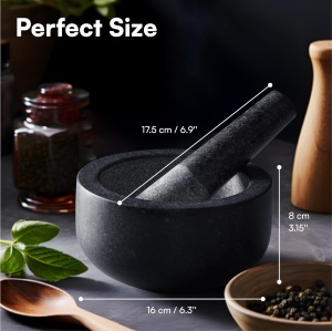 Mojar cu pistil H&S, premium, din granit, 16 cm - Img 6