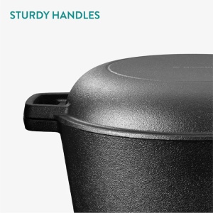 Oala cuptor olandez cu capac Navaris din fonta, 4.7 l, 2in1, pentru cuptor, plita, gaz, electric, cu inductie, 32 cm - Img 8