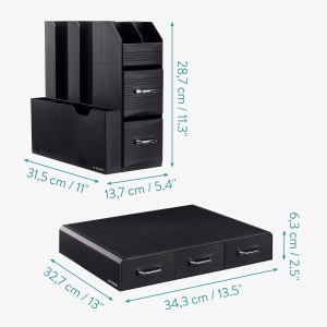 Organizator pentru cafea si ceai Navaris, suport pentru aparat cu 3 sertare pentru capsule si compartimente pentru acesorii, negru - Img 3