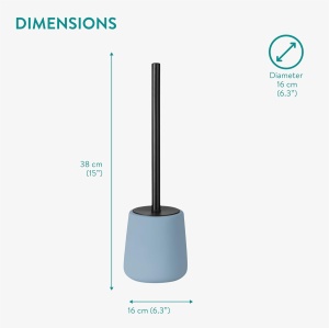 Perie de toaleta Navaris, rasina si maner din inox, design modern, rezistenta la apa, Ø16 cm, Albastru - Img 4