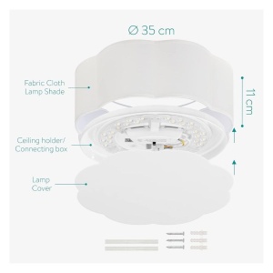 Plafoniera de tavan cu lumina LED, Navaris, intensitate reglabila cu telecomanda, design alb, 2100 lm, 22W - Img 2
