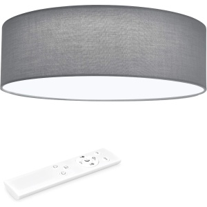 Plafoniera LED Navaris, 22W, telecomanda, temperatura reglabila, abajur textil, diametru 32 cm, Gri deschis - Img 5