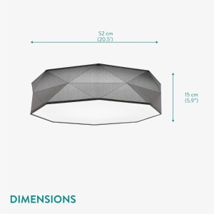 Plafoniera LED Navaris, intensitate reglabila, telecomanda, temporizator, 52 x 52 x 15 cm, 22W, design elegant, Gri - Img 3