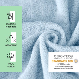Poncho de baie unisex Homelevel, L-XL, Albastru, Bumbac organic, 54881.23.20 - Img 4