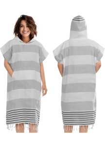 Poncho Prosop Jemidi, unisex, S/M, gluga, buzunar, 100% bumbac, gri