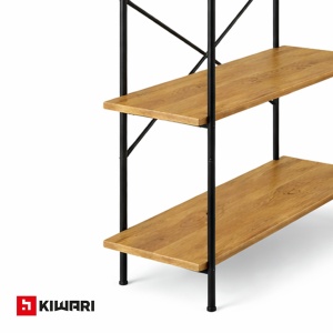Raft Kiwari® Quad, 4 polite, 112×34×80 cm, MDF si Metal, Design Modern Industrial, Negru & Stejar - Img 7