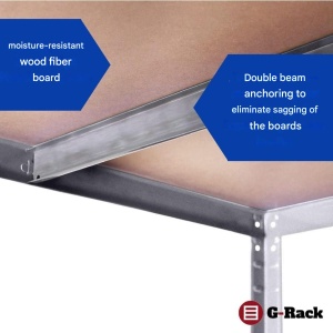 Raft metalic depozitare G-Rack, 150 x 75x 30 cm, 5 polite, 175kg/raft, material cadru otel - Img 4