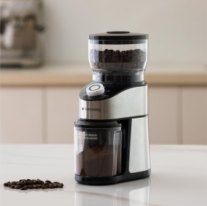 Rasnita electrica de cafea Navaris, 14 trepte macinare, din otel inxidabil/ABS, 18 x 12.5 x 28 cm, ajustare granulatie si cantitate, accesorii detasabile, usor de curatat, Argintiu - Img 8