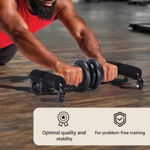 Roata multifunctionala dubla pentru abdomene, flotari, POWRX, din otel inoxidabil - Img 10