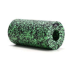 Rola cilindru pentru masaj, Everest Fitness, din spuma EPP, pentru yoga, pilates, fitness, relaxare musculara, 30 x 15 cm, genta depozitare, ghid exercitii, Negru/Verde