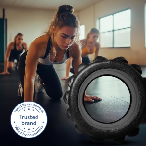 Rola masaj Everest Fitness, 30 cm, neagra, din spuma EVA, cu tepi - Img 3