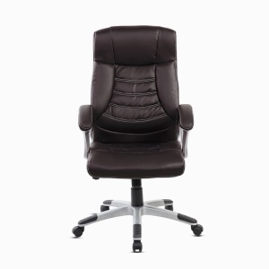 Scaun de birou ergonomic Kiwari® Eliot, spatar inalt, mecanism inclinabil cu reglaj pe gaz, rotatie 360°, brate late PP ergonomice, baza cromata stabila, roti nylon silentioase, tapiterie PU+PVC neteda, suporta 136 kg, Maro inchis - Img 9