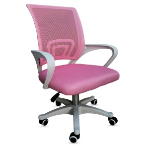 Scaun de birou Kiwari® Flow, spatar din plasa, sezut tapitat, reglabil pe inaltime, baza din nylon, roz