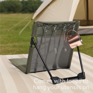 Scaun de plaja pliabil Navaris, 600D Oxford, 40 x 38 x 39 cm, pentru camping si activitati in aer liber, geanta pentru transport, Verde - Img 7