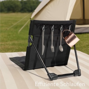 Scaun de plaja pliabil Navaris, 600D Oxford, 40 x 38 x 39 cm, pentru camping si activitati in aer liber, geanta pentru transport, Negru - Img 3