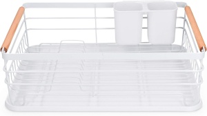 Scurgator de vase Navaris, cu suport de picurare, cu raft pentru farfurii, pahare si tacamuri, alb, 42.5x31.5x14 cm - Img 2