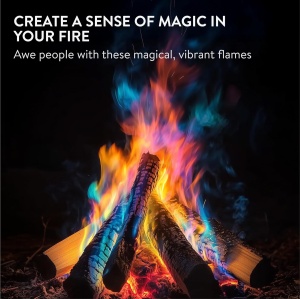 Set 10 plicuri Magic Fire Navaris, pudra coloranta pentru foc, verde/albastru/rosu/violet, pentru foc de tabara - Img 2