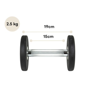 Set 2 gantere, POWRX, 2x2.5 Kg, premium, din cauciuc, cu maner cromat - Img 2