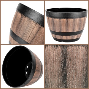 Set 2 ghivece pentru flori Belle Vous, 22.5 x 16.3 cm, 5L, Cu tava suport, Interior/Exterior, Plastic, Maro/Negru - Img 2