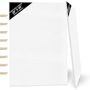 Set 2 panze pentru pictura Kurtzy, 70 x 100 cm, din bumbac, pentru vopsele acrilice si uleioase, 8 pene din lemn, Alb - Img 2