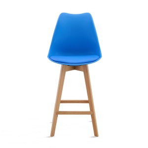Set 2 Scaune Bar/Bucatarie Kiwari® Sama, Sezut PP si Picioare Lemn Fag, Inaltime 68 cm, Design Modern Bucatarie/Dining, Capacitate 120 kg, Albastru - Img 8
