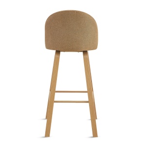 Set 2 scaune Bar/Bucatarie Kiwari® Tan, Inaltime 75 cm, Sezut Tapitat cu Material Textil, Picioare Metalice Aspect Lemn, Design Modern Bucatarie/Dining, Capacitate 120 kg, Maro - Img 11