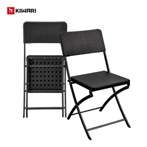 Set 2 Scaune Gradina Pliabile Kiwari®, 44.5x57x80.5 cm, Cadru Metalic Rezistent, 120 kg, Mobilier Exterior pentru Terasa/Balcon/Camping, Negru - Img 7